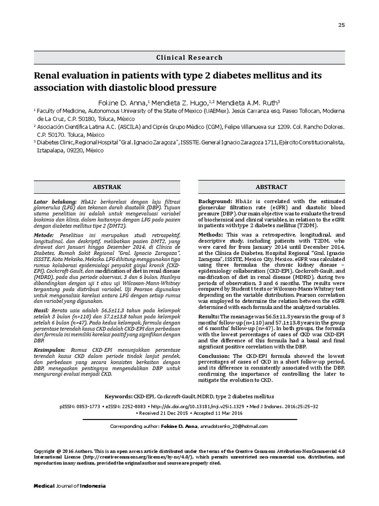 Renal Evalution And Diabetes Mellitus Renal Function Chronic Kidney Disease
