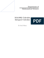 MA1002 Calculus Integral Calculus: Department of Mathematical Sciences