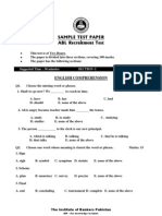 Sample Test Paper ABL Recruitment Test: English Comprehension