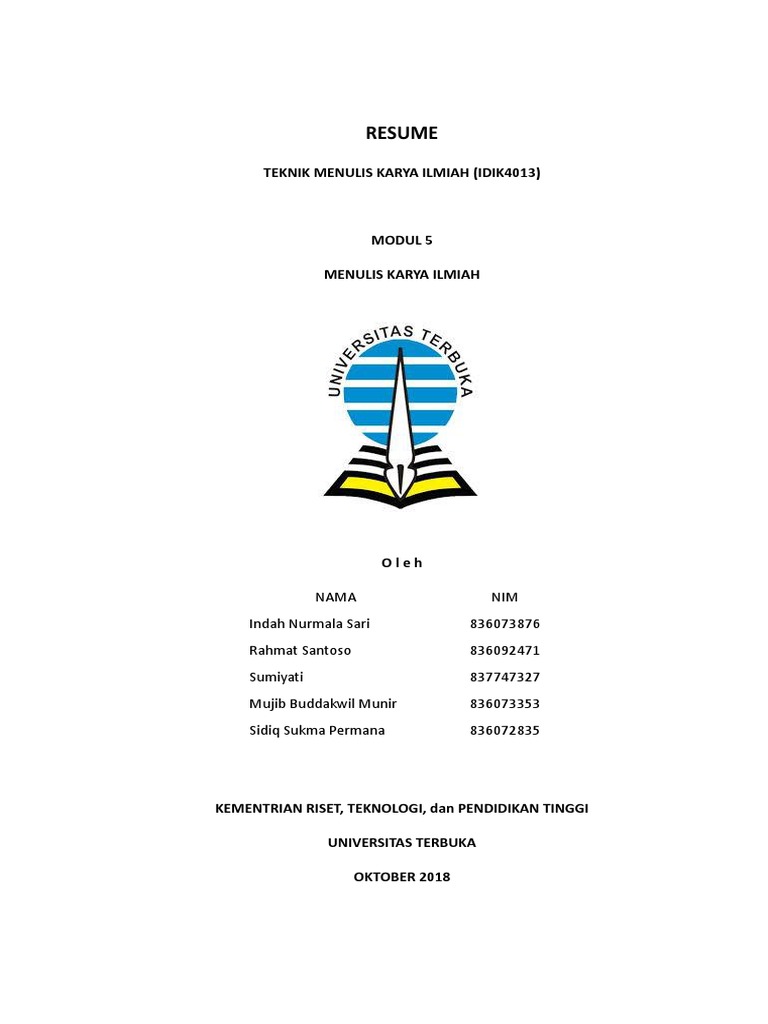 TEKNIK MENULIS KARYA ILMIAH (IDIK4013) MODUL 5 MENULIS
