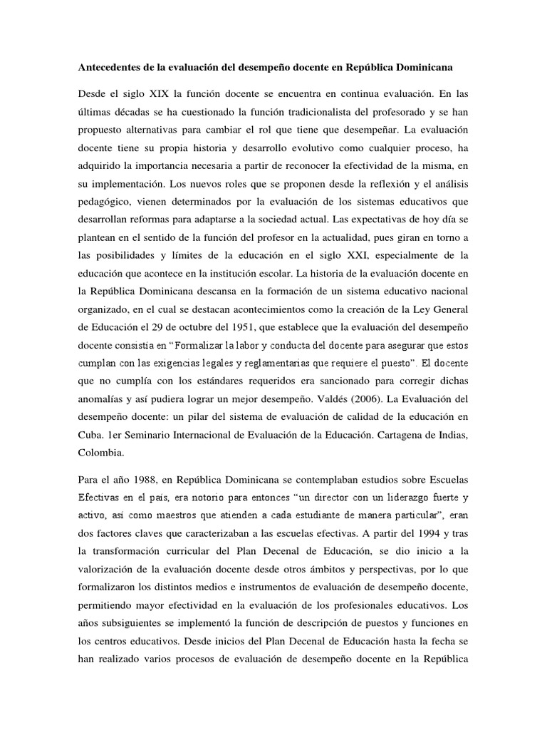 Evaluación del Desempeño Docente en RD | PDF | Evaluación | Cambio