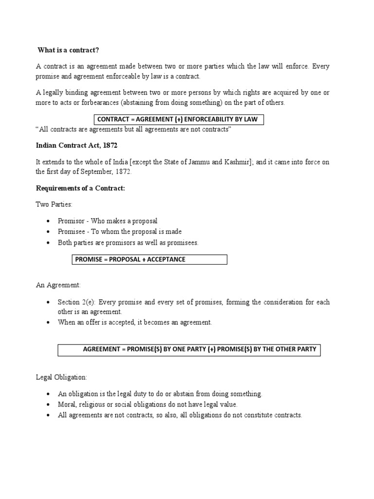 Contract Act, Modified | PDF | Offer And Acceptance | Consideration