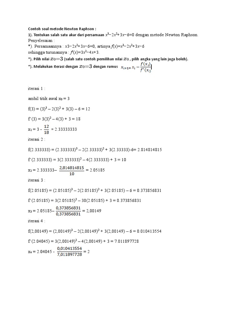 Contoh Soal Dan Peyelesaian Metode Newton Rephson