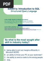 SA0951a: Introduction To SQL: Structured Query Language