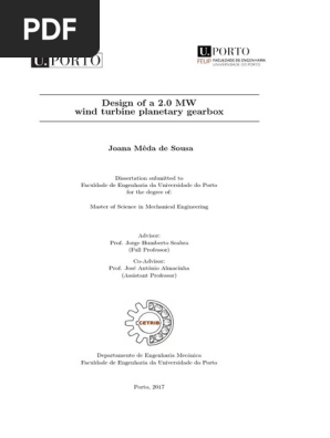 テストテスト Design of A 2.0MW Wind Turbine Planetary Gearbox | PDF