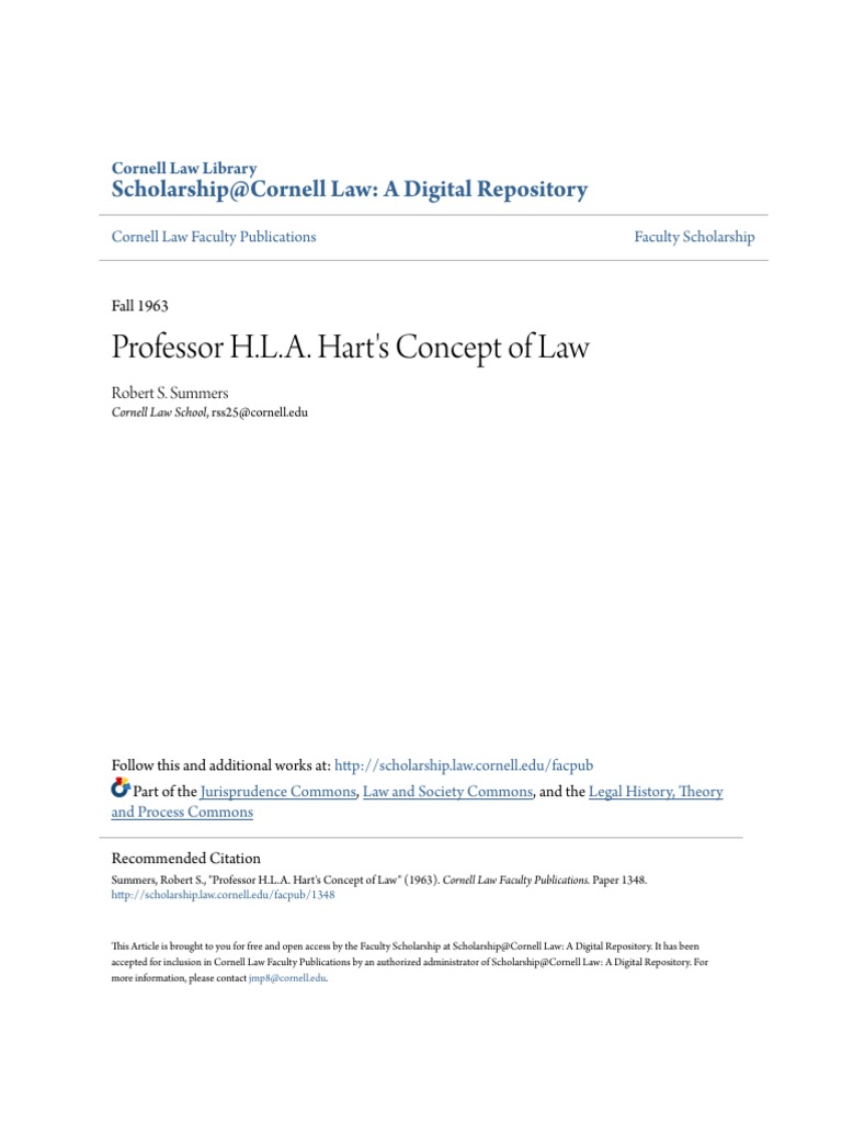 Professor H L A Hart S Concept Of Law A Critical Analysis Pdf