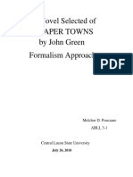 A Novel Selected of Paper Towns by John Green Formalism Approach
