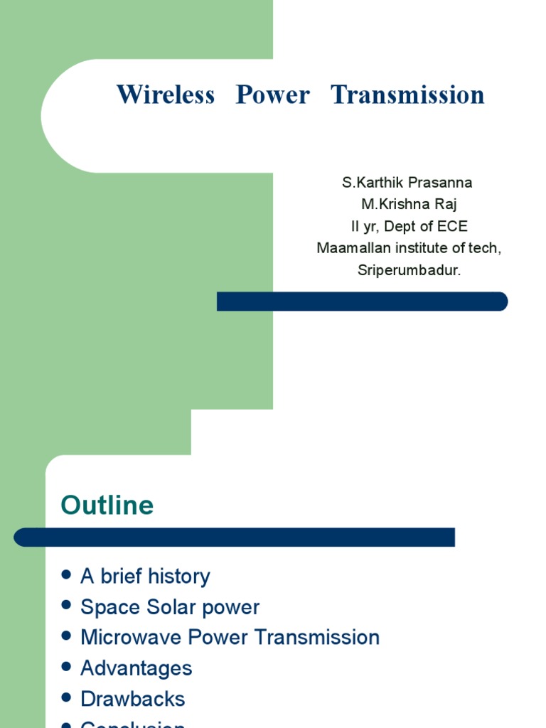 Wireless Power Transmission PDF Microwave Electricity