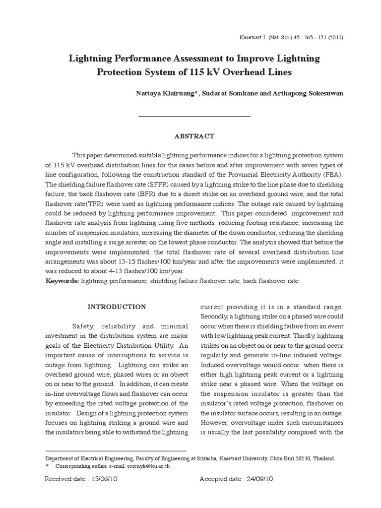Lightning Protection for 115 kV Lines | PDF | Insulator (Electricity ...