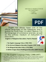 The Philippine Education Past To Present Medium of Instruction