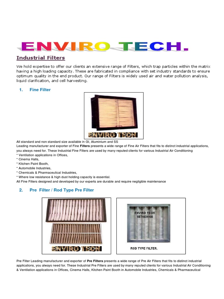 Industrial Air Filter Solutions Overview | PDF | Filtration | Hvac