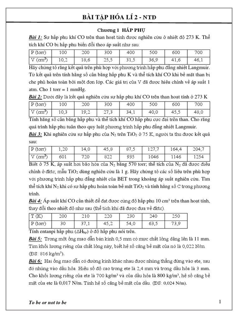 BAI TP HOA LI 2 - NTD CHNG 1 HP PH PDF | PDF