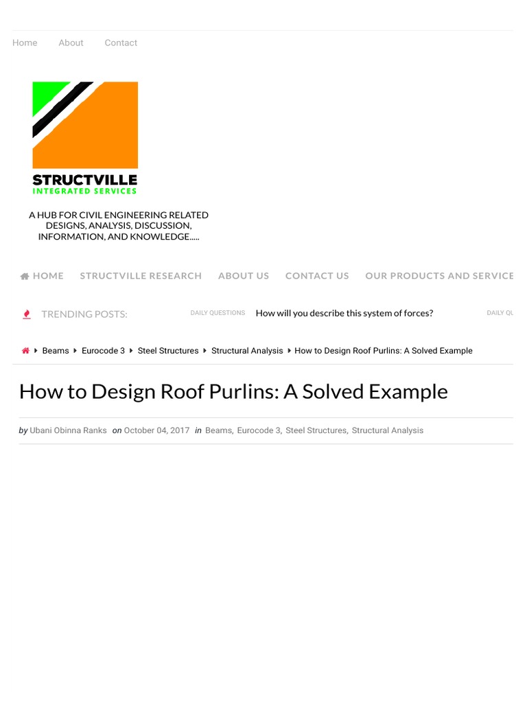 How To Design Roof Purlins - A Solved Example - Structville... | PDF ...