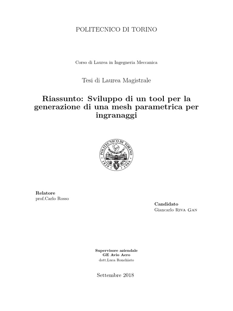 Riassunto Tesi Ingegneria Meccanica | PDF, image size:768x1024