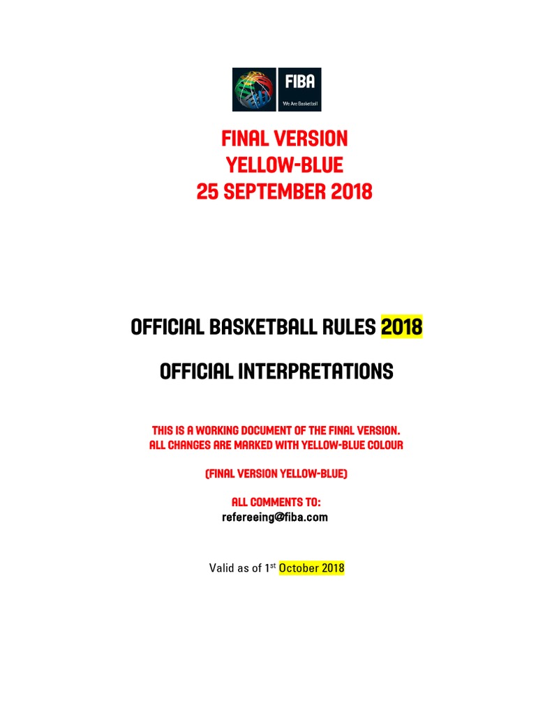 FIBA Basketball Rules Interpretations 2018 | PDF | Rules | Games Of ...