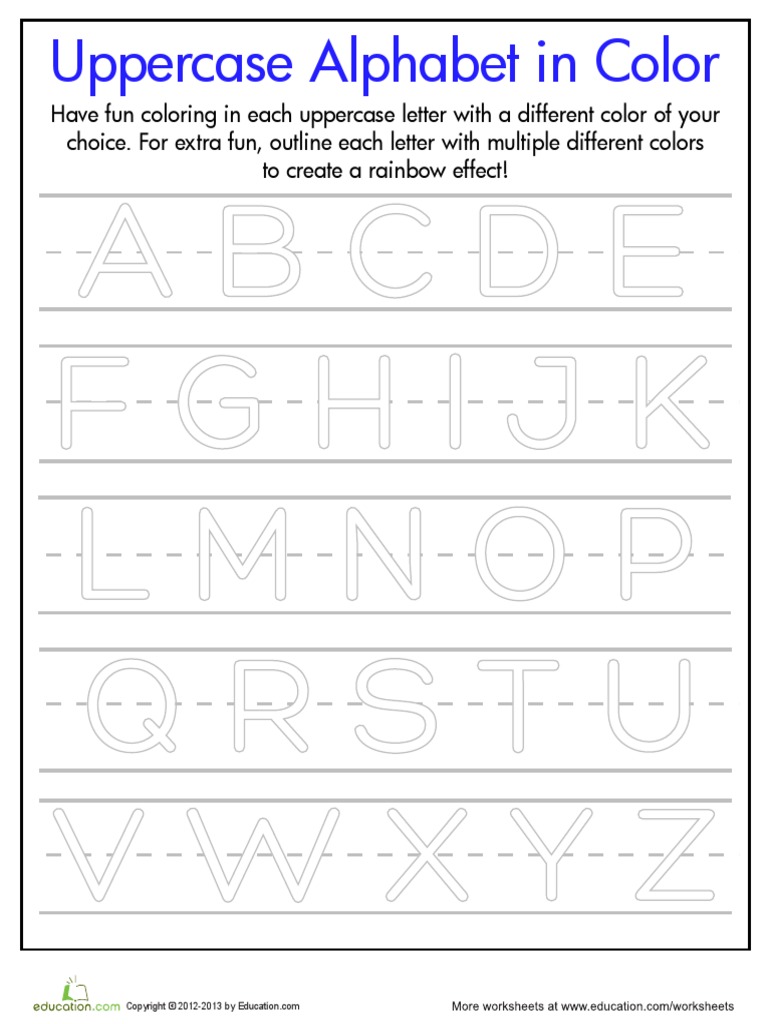 Abcde Fghijk Lmnop Qrstu Vwxyz: Uppercase Alphabet in Color | Writing