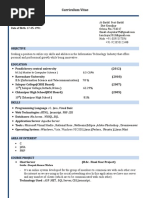 Format of Resume For Job