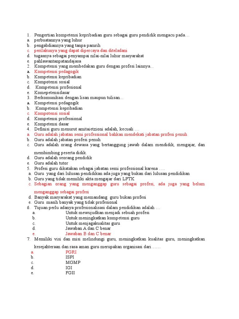 Pilihan Ganda Profesi Kependidikan Fix