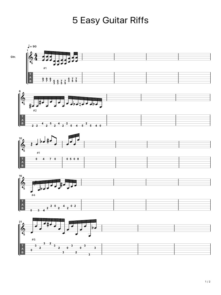 5 Simple Guitar Riffs to Learn | PDF