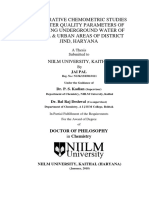 Thesis-Comparative Chemometric Studies of Water Quality Parameters of Drinking Underground Water of Rural & Urban Areas of District Jind, Haryana