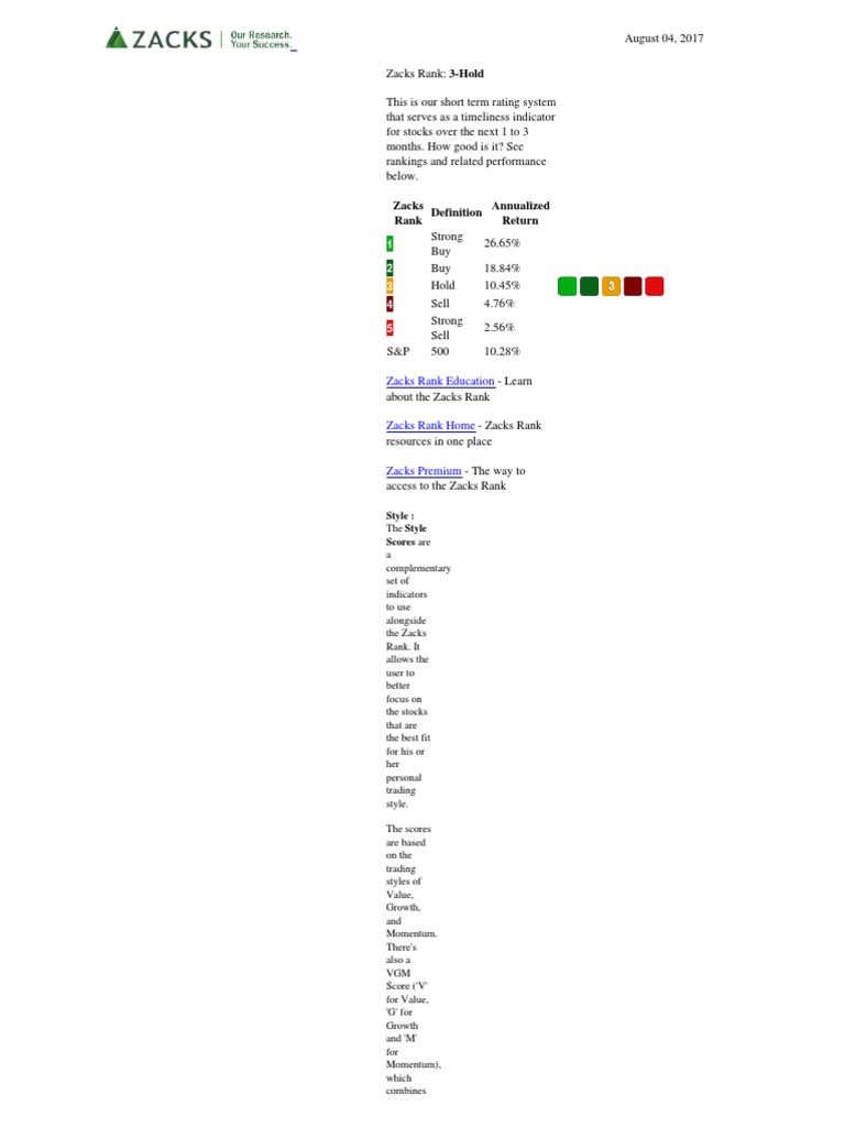Zacks Rank Annualized Return | PDF | Generic Drug | Financial Economics