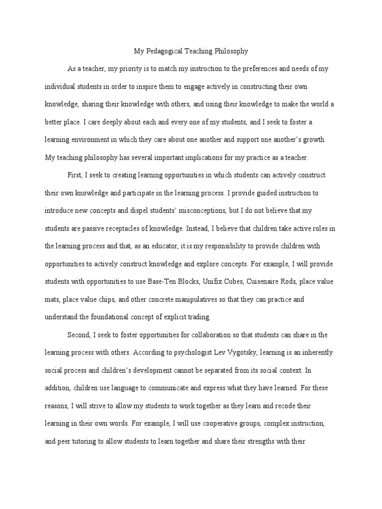 My Teaching Philosophy and Practices | PDF | Pedagogy | Learning
