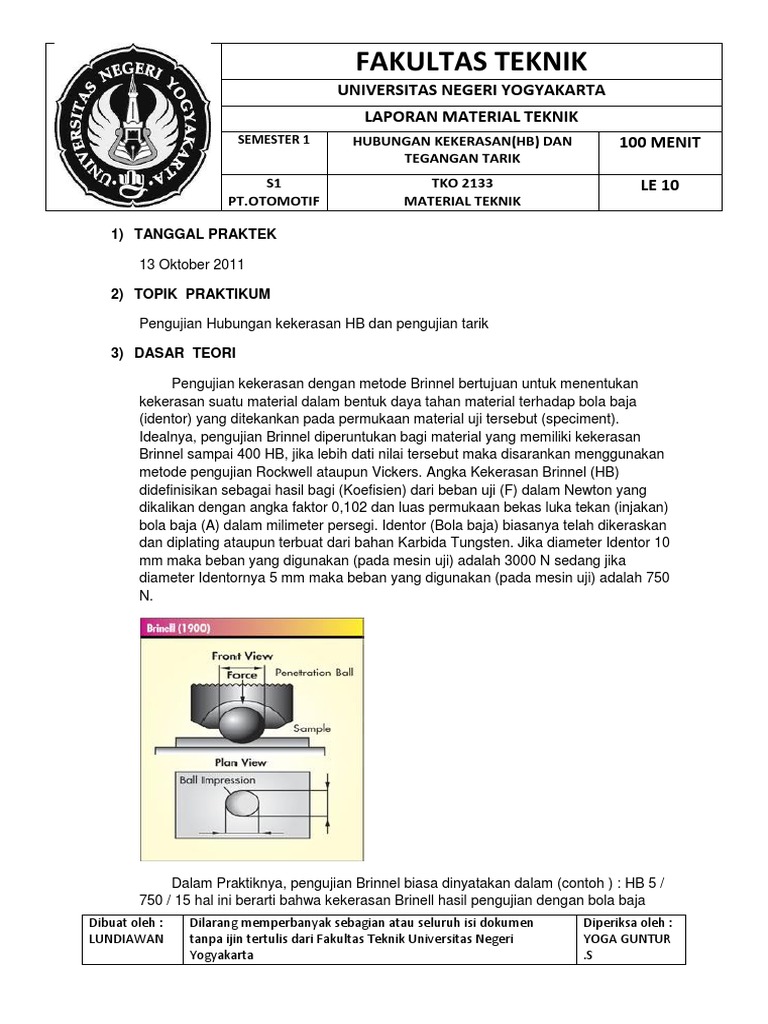 Contoh Soal Uji Kekerasan Brinell Studi Indonesia