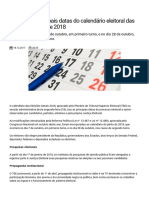 Confira as principais datas do calendário eleitoral das Eleições Gerais de 2018 — Tribunal Superior Eleitoral