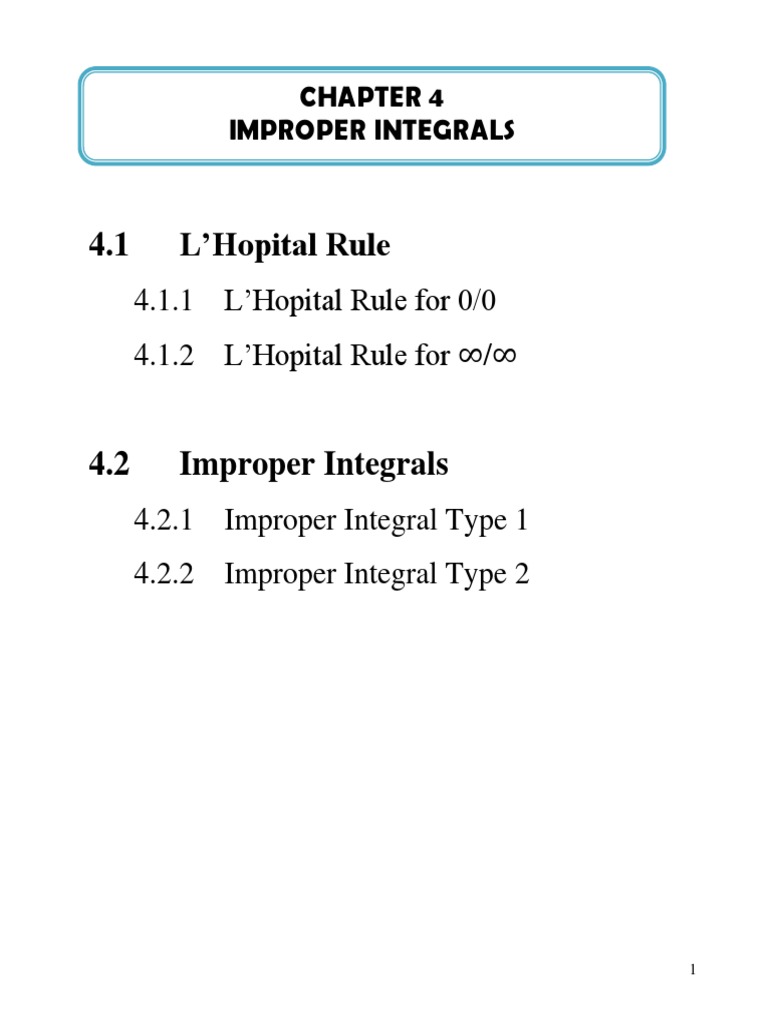 L'Hopital's Rule & Improper Integrals | PDF | Integral | Fraction ...