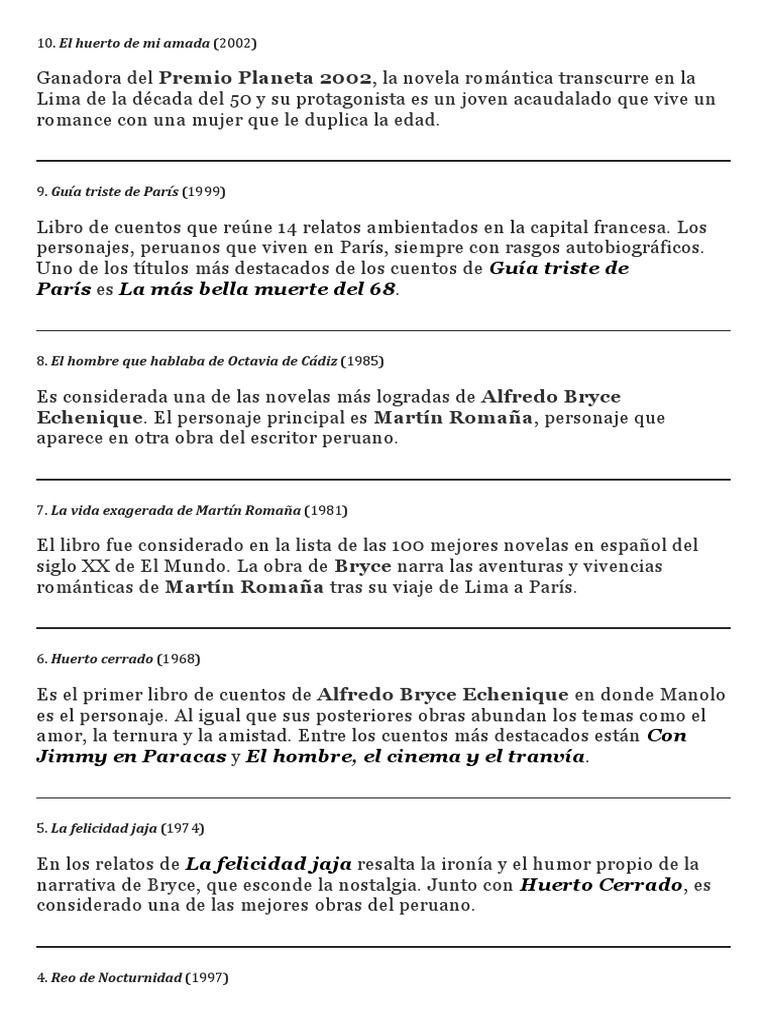 Un retrato de la obra de Alfredo Bryce Echenique a través de sus