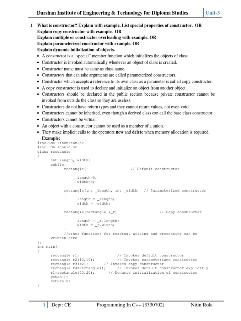 Constructor Concepts in C++ Programming | PDF | Constructor (Object ...