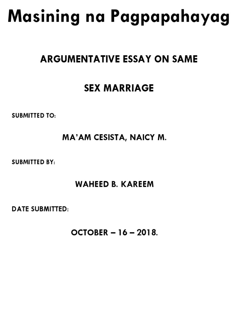 no to same sex marriage argumentative essay