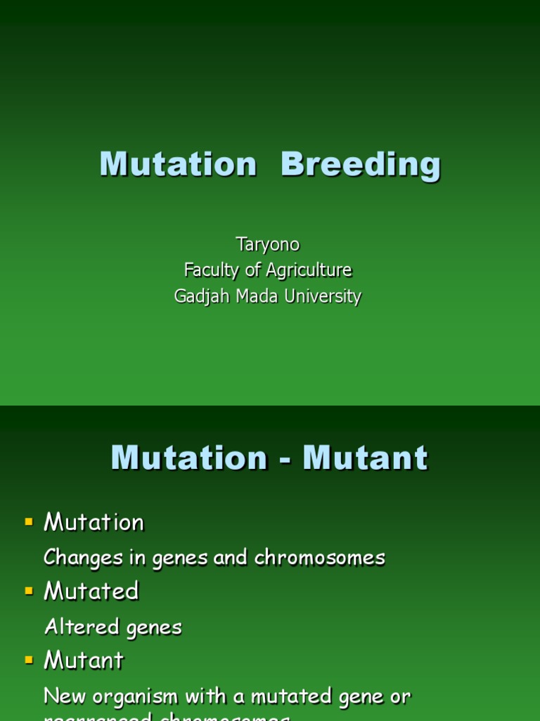 Mutation Breeding: Taryono Faculty of Agriculture Gadjah Mada ...