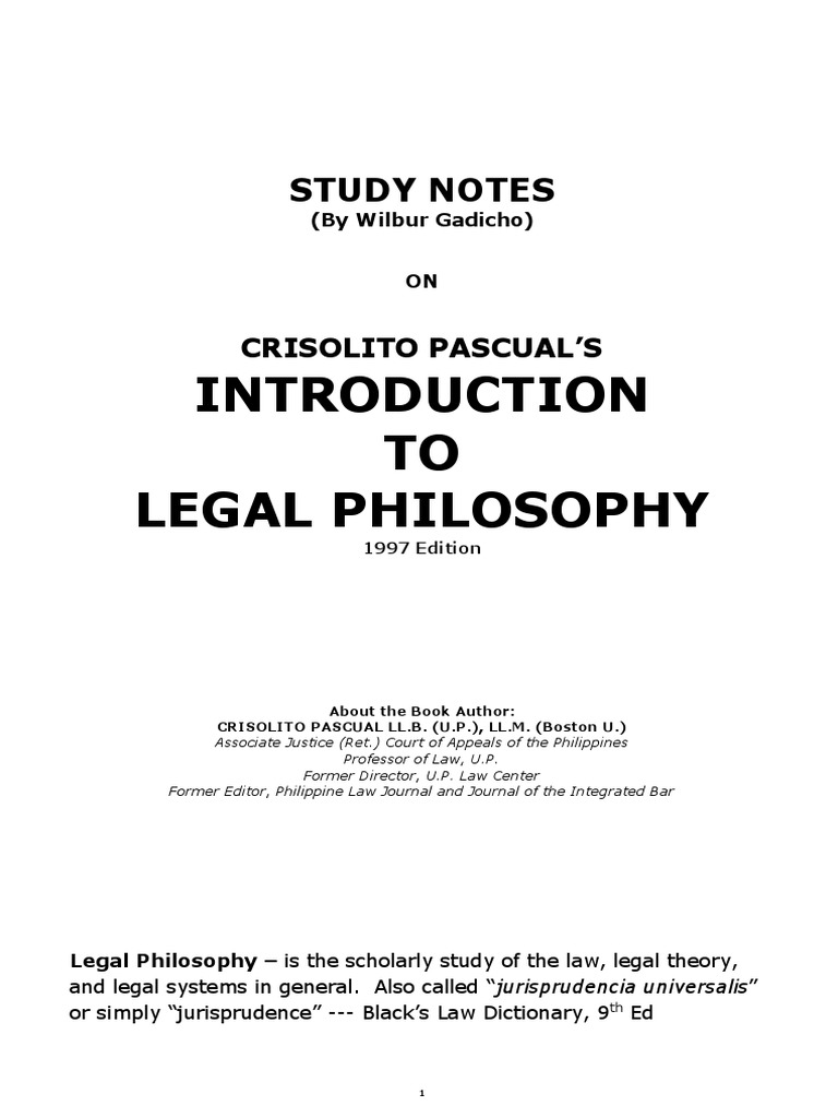 Legal Philosophy by Crisolito Pascual | PDF | Jurisprudence | Natural Law