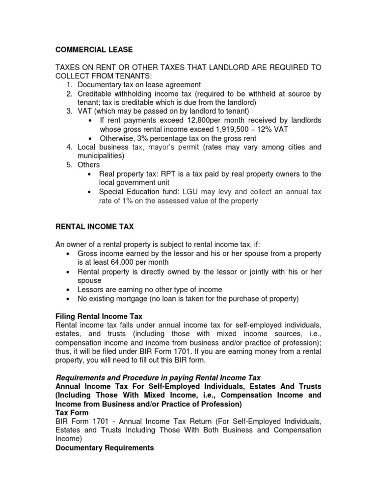 Rental Tax Guidelines in the Philippines | PDF | Lease | Taxes