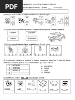 Avaliação Lingua Portuguesa 2º Trimestre