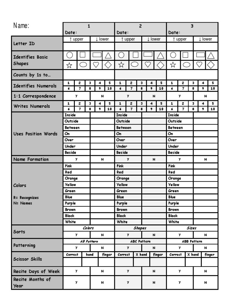 Pre-K Skills Assessment Report 2010 | PDF | Yellow | Green