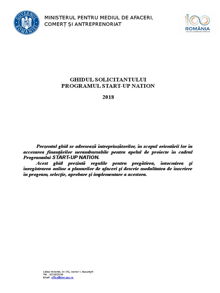 Proiect Ghid Start Up Nation2018
