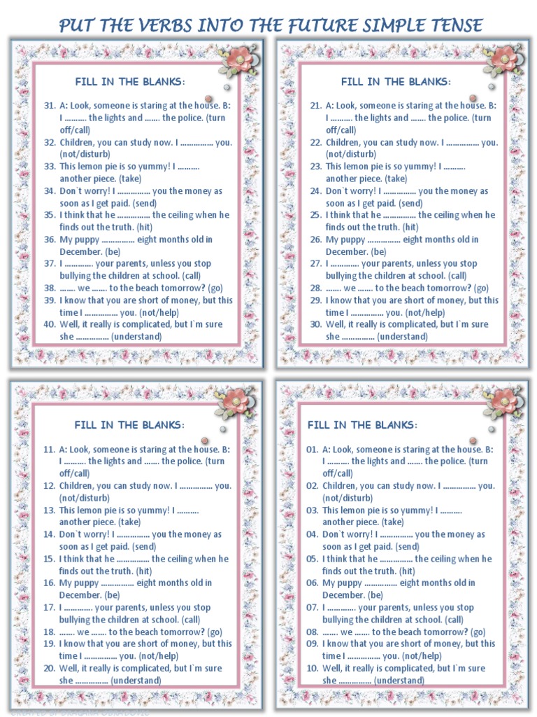 Future Simple Tense Worksheet | PDF | Grammar | Syntax