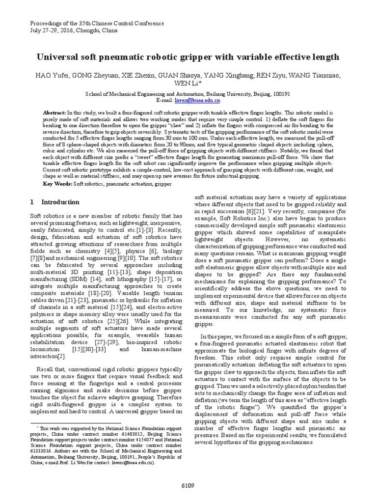 Universal Soft Pneumatic Robotic Gripper With Variable Effective Length