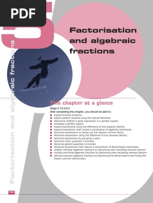 Chapter 5 Factorisation And Alegrabraic Fractions Pdf Pdf Fraction Mathematics Factorization
