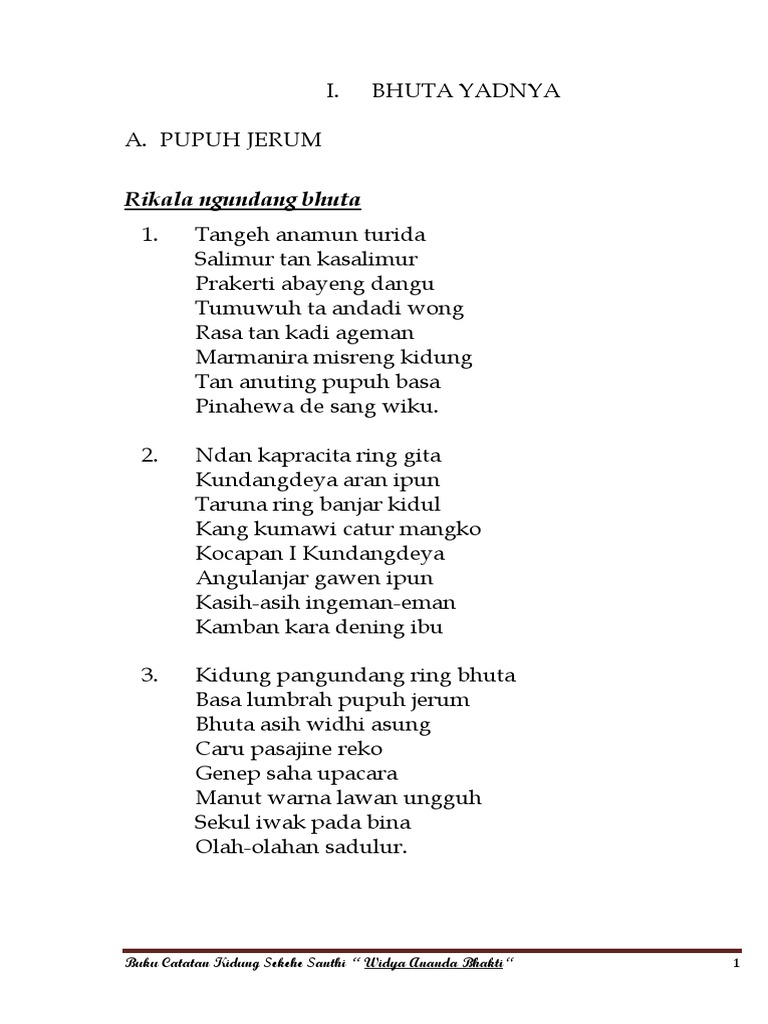 Kidung Bhuta Yadnya dan Pupuh Jerum | PDF | Religion & Spirituality