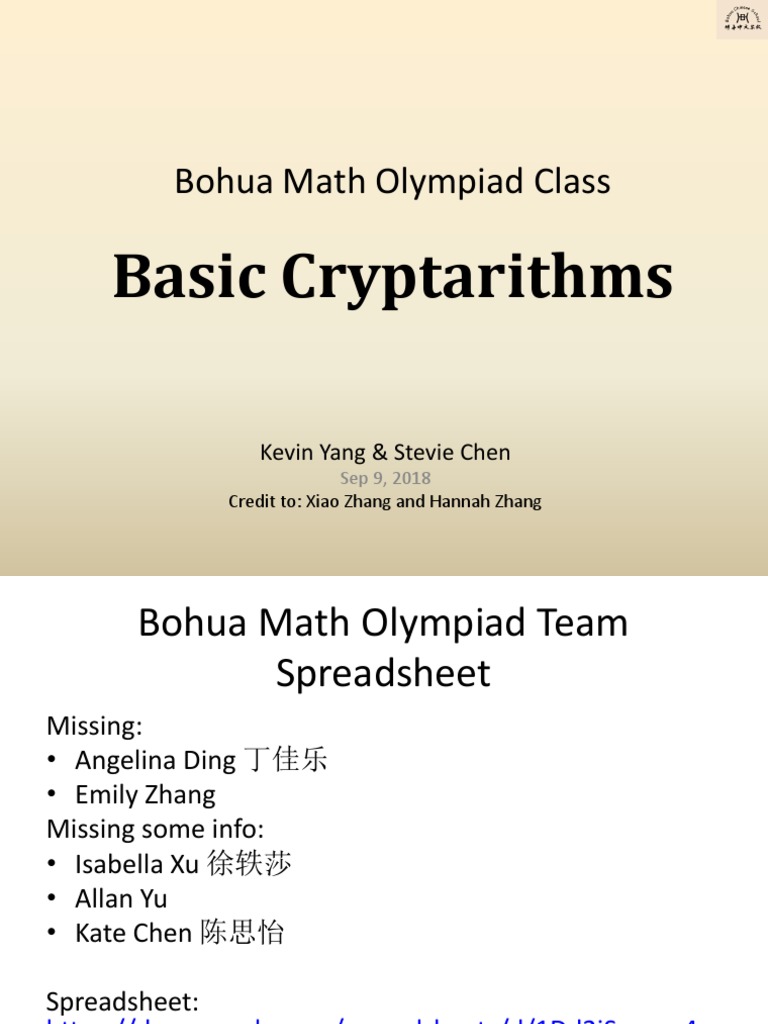 3 - Basic Cryptarithms | PDF | Arithmetic | Numbers