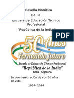 Breve Reseña Histórica de La Escuela de Educación Técnica República de La India