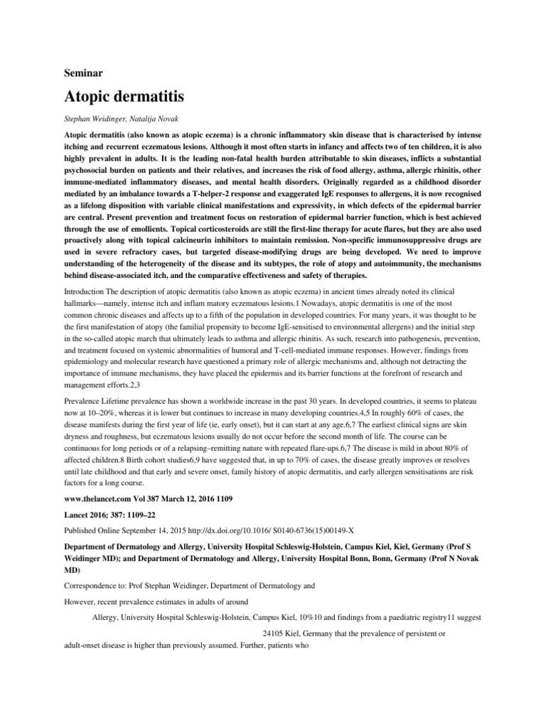 Atopic Dermatitis | PDF | Dermatitis | Allergy