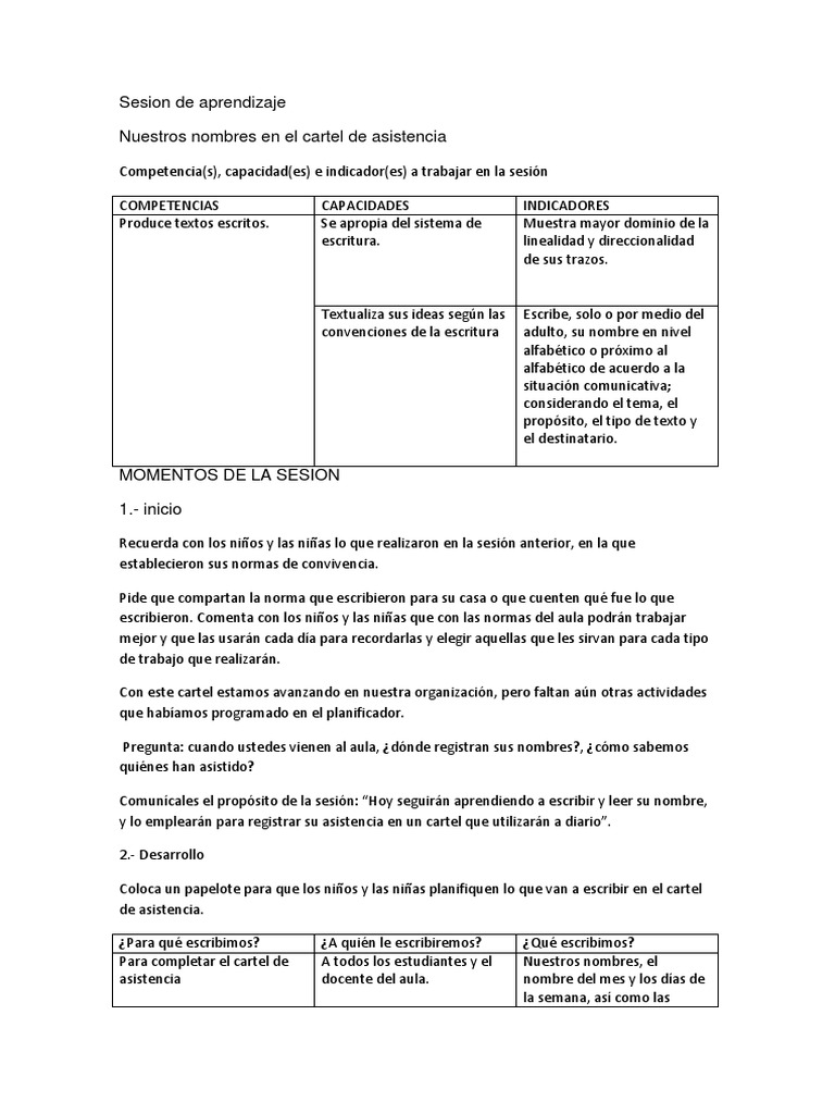 Cartel de Asistencia para Inicial | PDF | Salón de clases | Ciencia ...