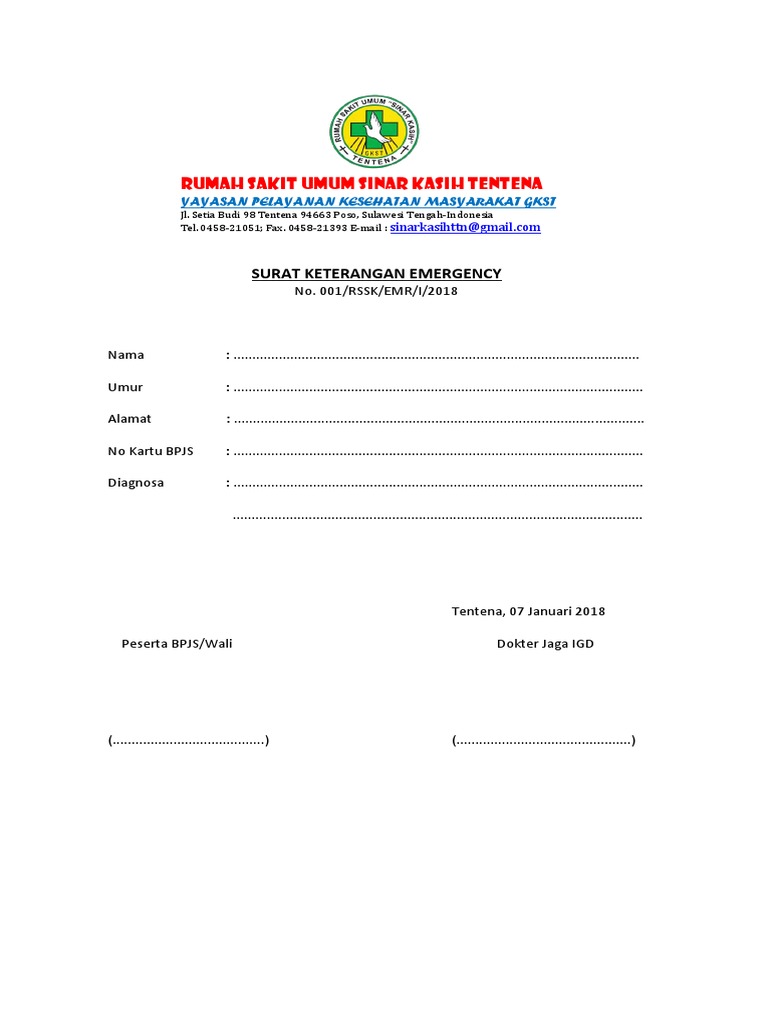 Surat Keterangan Emergency Pdf
