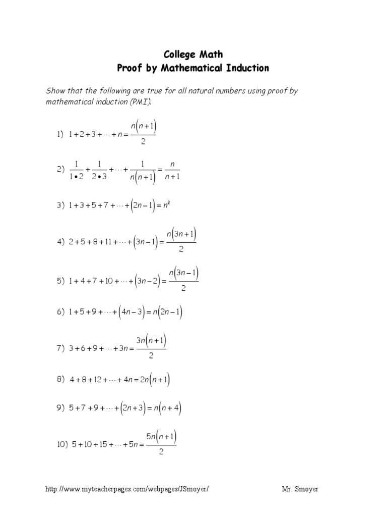 Proofs by Mathematical Induction | PDF