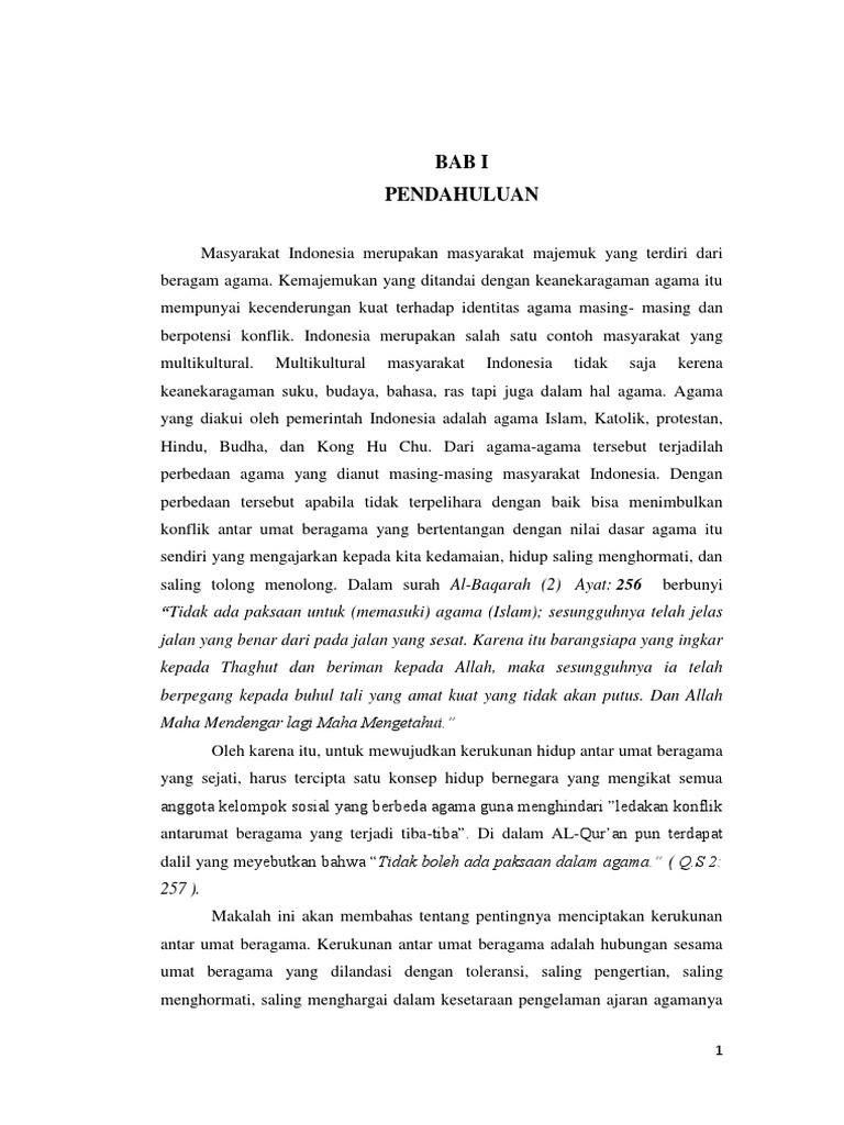 Contoh Makalah Agama Islam Tentang Kerukunan Antar Umat