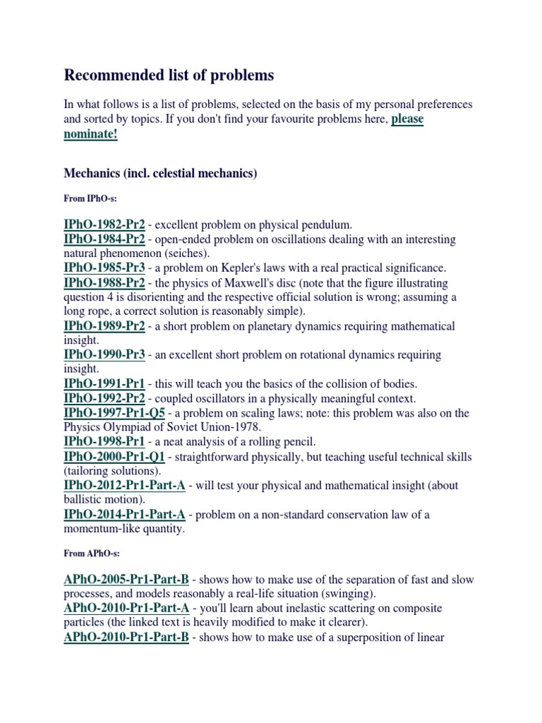 Curated Physics Problems List | PDF | Magnetic Field | Physics